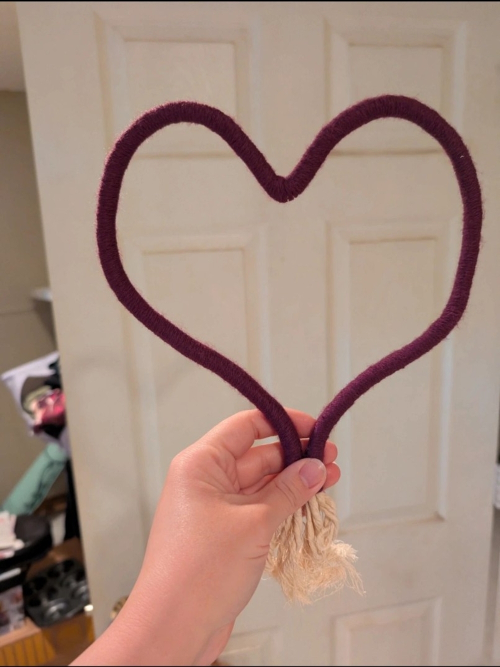 Heart-Shaped Wrapped Rope Wall Hanger in Plum